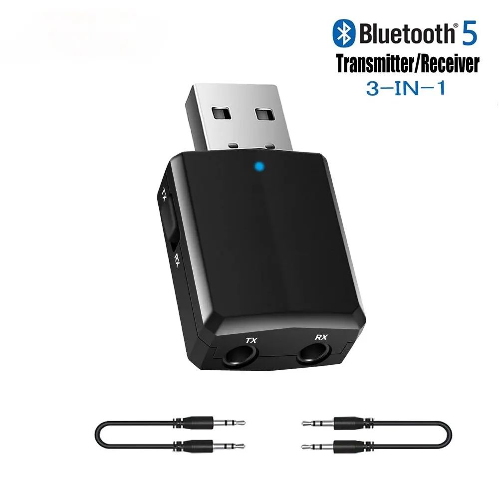 USB Bluetooth 5.0 Transmitter Receiver 3 In1 EDR Adapter Dongle 3.5mm AUX for TV PC Laptop Headphones Home Stereo Car HIFI Audio
