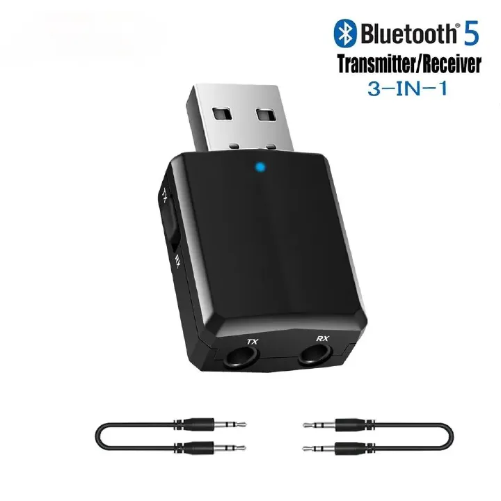 USB Bluetooth 5.0 Transmitter Receiver 3 In1 EDR Adapter Dongle 3.5mm AUX for TV PC Laptop Headphones Home Stereo Car HIFI Audio