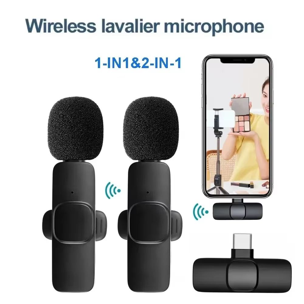 K9 Professional Microphone Wireless Lavalier Microphone for Android Type C iPhone Live Broadcast Gaming Recording Interview Vlog