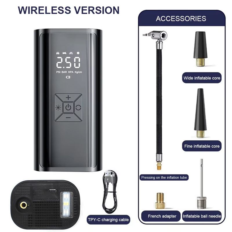 Wireless Car Air Compressor Air Pump Electric Tire Inflator Pump for Motorcycle Bicycle Boat AUTO Tyre Balls Inflatable 1pc
