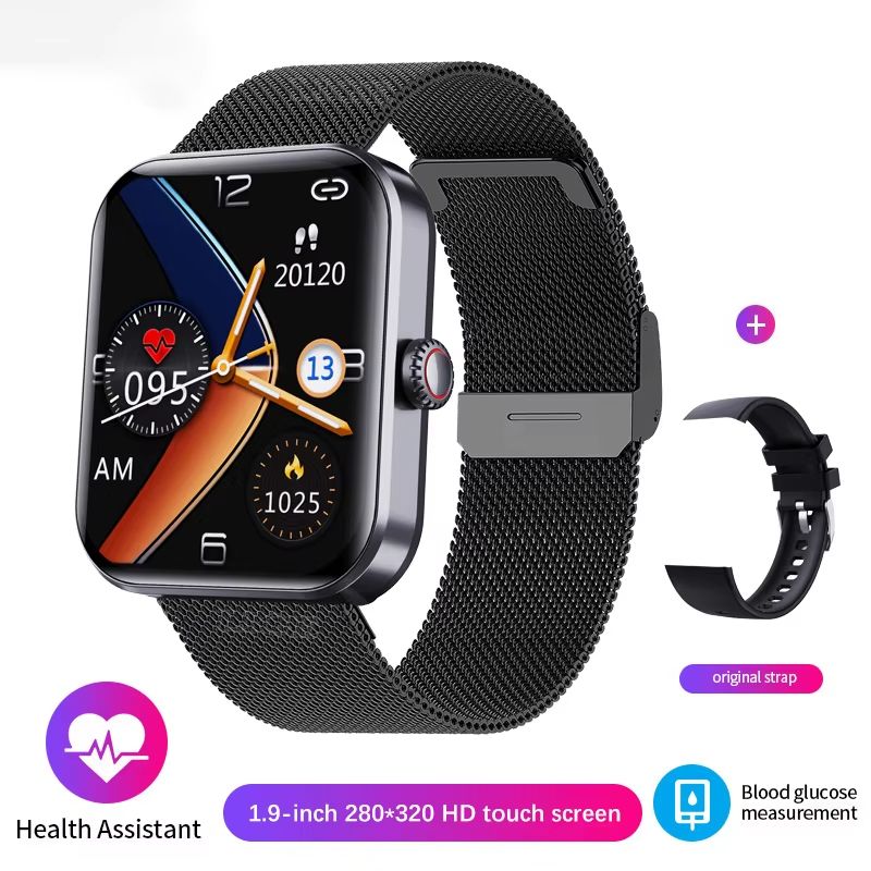 1.91-inch High-definition Large Screen Women Smart Watch Blood Oxygen Sugar 50+ Sport Men Smartwatch Temperature Monitoring