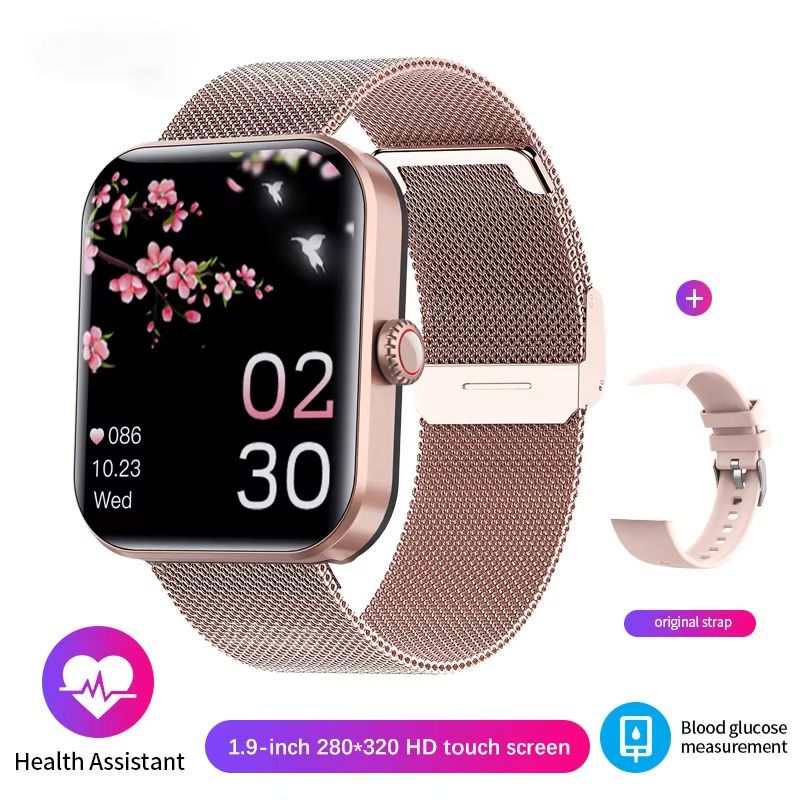 1.91-inch High-definition Large Screen Women Smart Watch Blood Oxygen Sugar 50+ Sport Men Smartwatch Temperature Monitoring