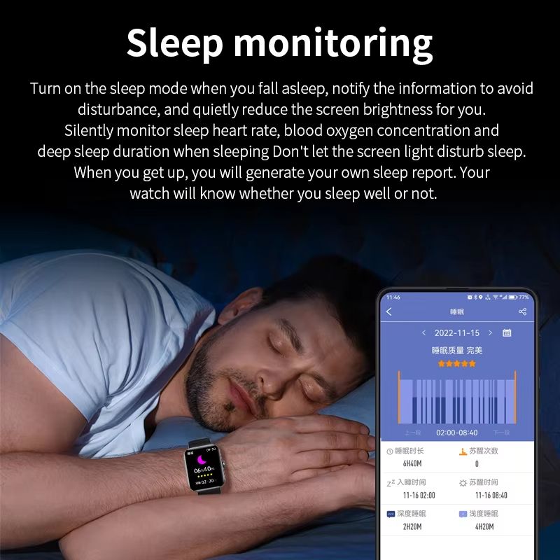 1.91-inch High-definition Large Screen Women Smart Watch Blood Oxygen Sugar 50+ Sport Men Smartwatch Temperature Monitoring