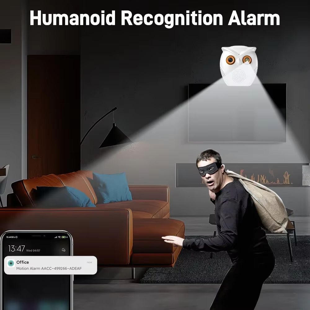 Owl Design 5MP WiFi Camera Motion Detection Mini Indoor Camera Color Night Vision Two Way Audio Wireless Security Camera Hidden Cameras