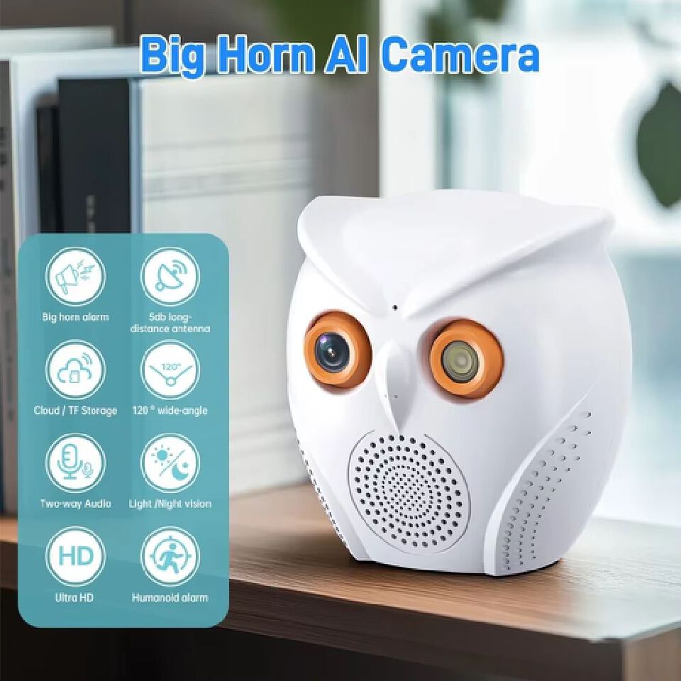 Owl Design 5MP WiFi Camera Motion Detection Mini Indoor Camera Color Night Vision Two Way Audio Wireless Security Camera Hidden Cameras