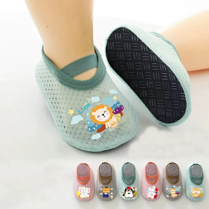 Summer Mesh Breathable Baby Floor Socks Cute Cartoon Boy Girl Anti-Slip Fist Walkers Thin Kids Casual Short Socks