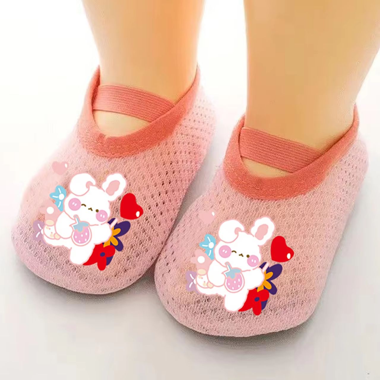 Summer Mesh Breathable Baby Floor Socks Cute Cartoon Boy Girl Anti-Slip Fist Walkers Thin Kids Casual Short Socks