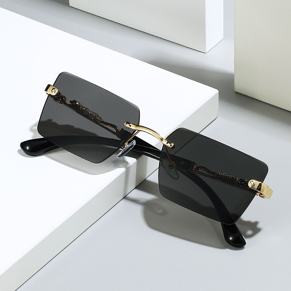 Rimless Sunglasses Rectangle Women Men Shades Small Square Sun Glasses For Female Male Beach Vacation Travel Eyewear