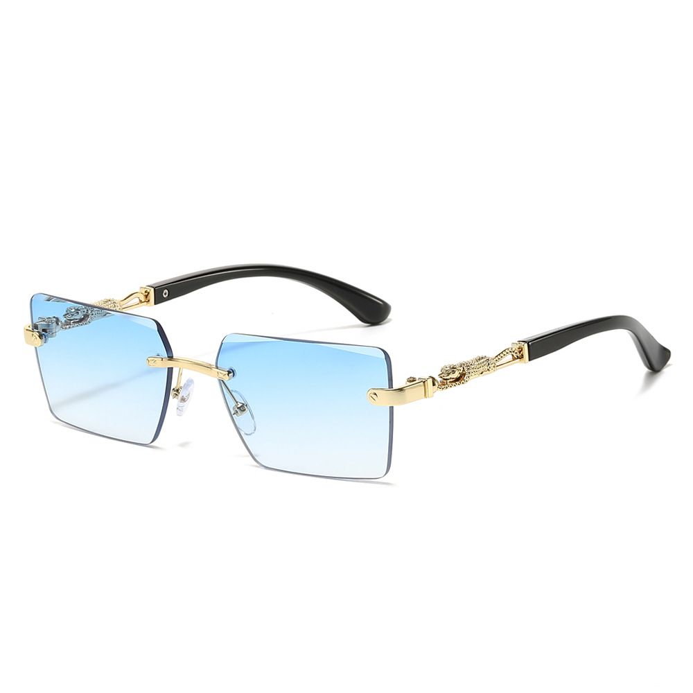 Rimless Sunglasses Rectangle Women Men Shades Small Square Sun Glasses For Female Male Beach Vacation Travel Eyewear