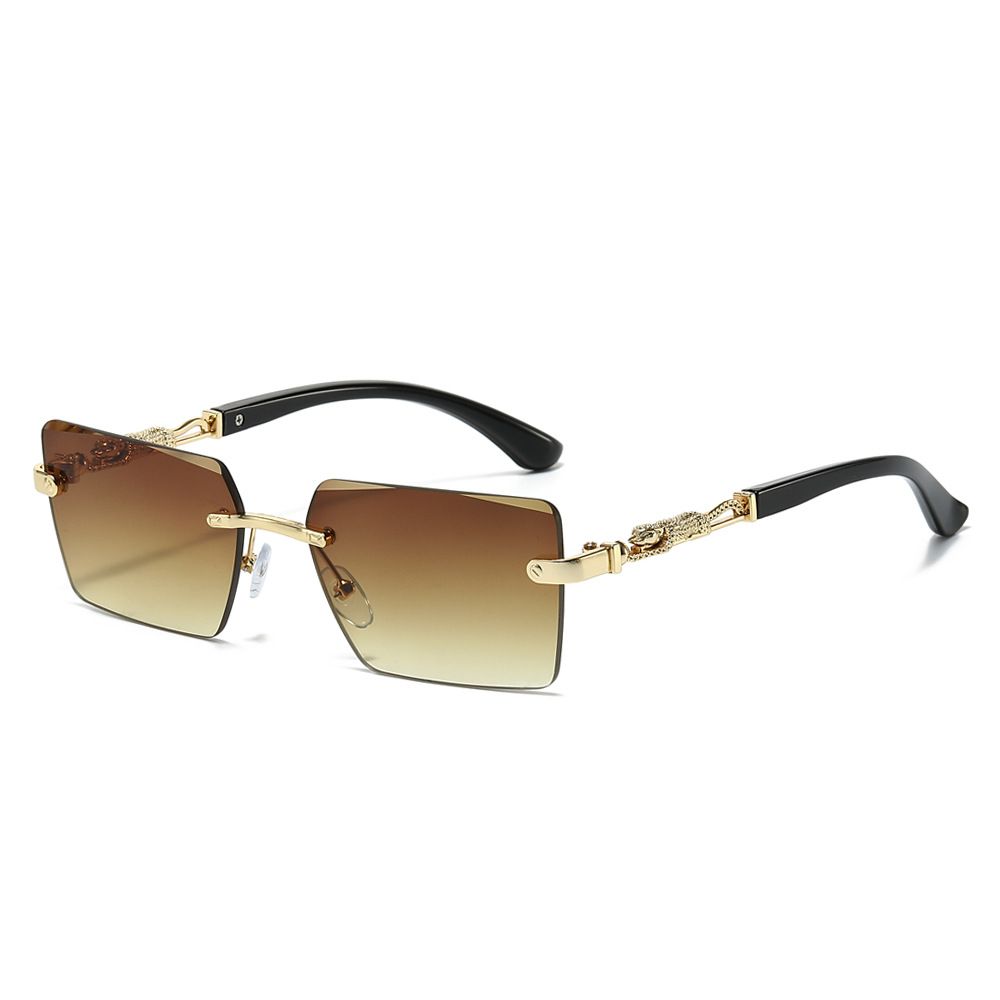 Rimless Sunglasses Rectangle Women Men Shades Small Square Sun Glasses For Female Male Beach Vacation Travel Eyewear