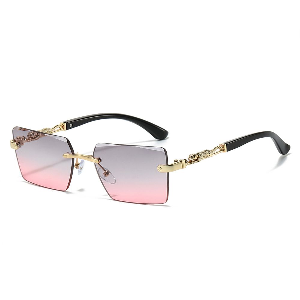 Rimless Sunglasses Rectangle Women Men Shades Small Square Sun Glasses For Female Male Beach Vacation Travel Eyewear