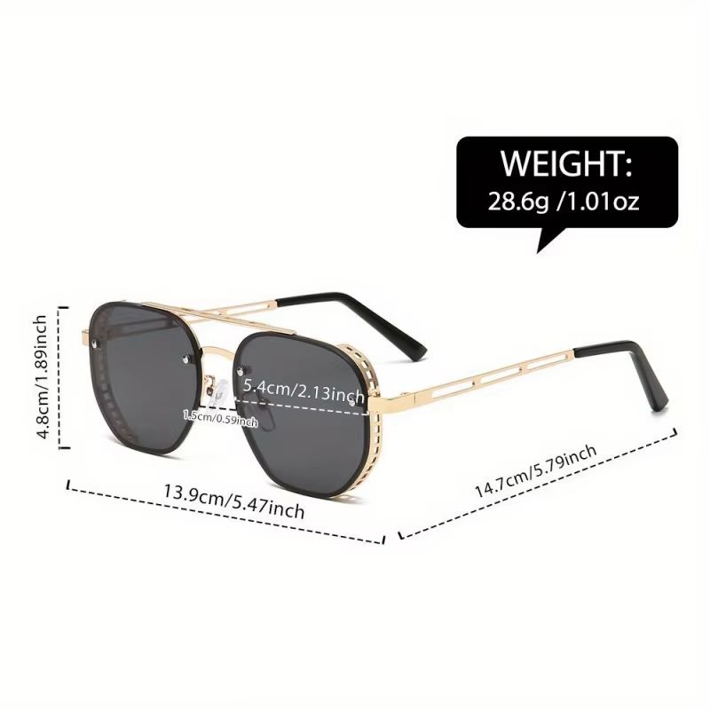 Gold Black Sunglasses With Metal Hinge Rimless Metal sunglasses Summer fashion Travel Street Photo Sunglasses