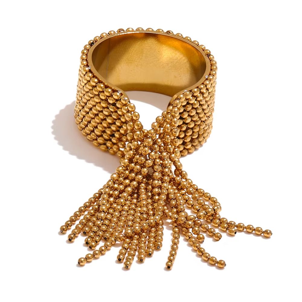 Statement Stainless Steel Chain Tassel Finger Ring Adjustable 18K PVD Plated High Quality Charm Stylish Golden Jewelry