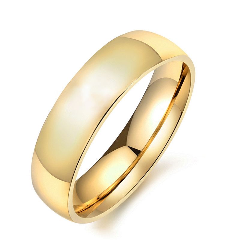 Shining Big White Stones Wedding Couple Rings 6mm Gold Color Stainless Steel Lovers Women Engagement Jewelry