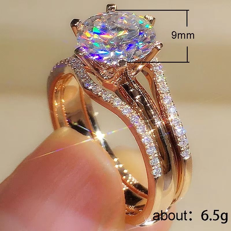 Rings for Women Classic 6 Claws Designed Cubic Zirconia Rings Wedding Engagement Bands Hot Jewelry Gifts Fashion White Zircon Stones Ring Anniversary Bridal Wedding Jewelrys