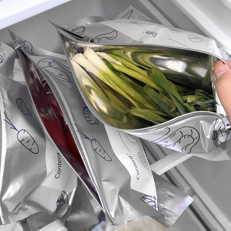 10Pcs/Bag Large Capacity Aluminum Foil Food Bag Leakproof Freezer Safe Kitchen Fresh Bag Fresh-keeping Reusable Zip Lock Bag