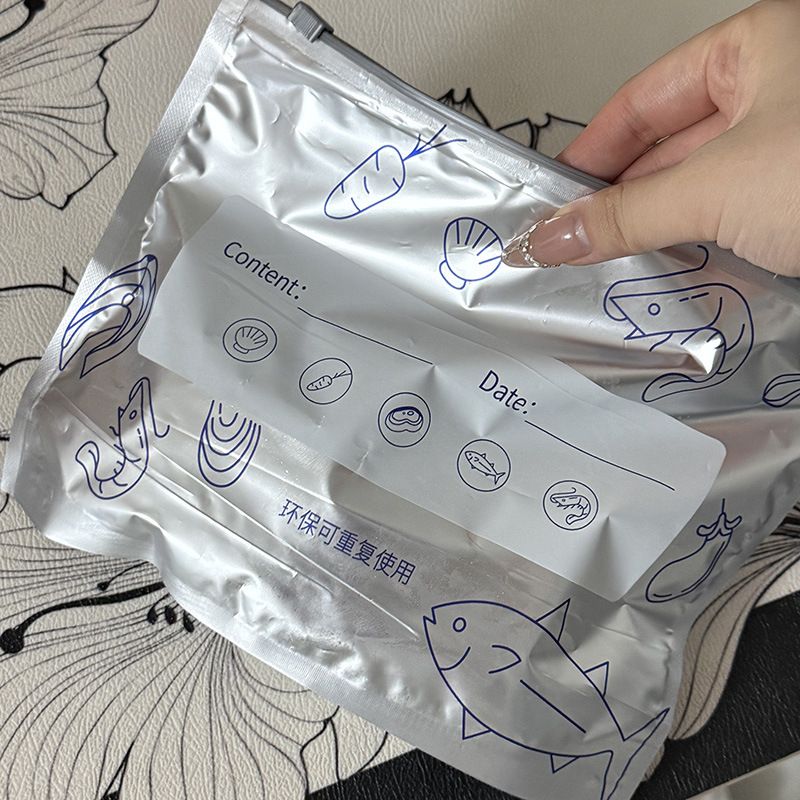 10Pcs/Bag Large Capacity Aluminum Foil Food Bag Leakproof Freezer Safe Kitchen Fresh Bag Fresh-keeping Reusable Zip Lock Bag