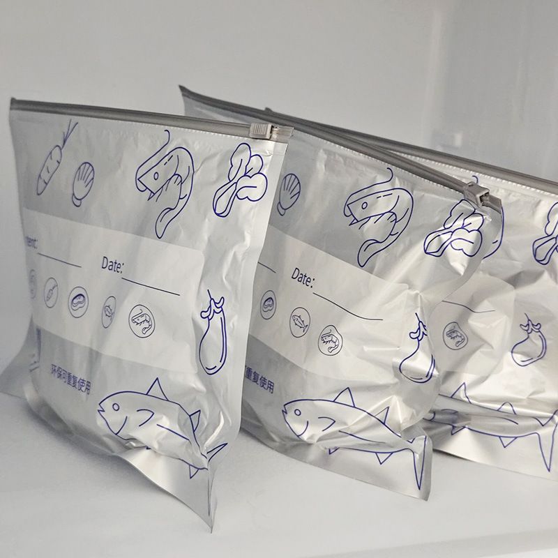 10Pcs/Bag Large Capacity Aluminum Foil Food Bag Leakproof Freezer Safe Kitchen Fresh Bag Fresh-keeping Reusable Zip Lock Bag