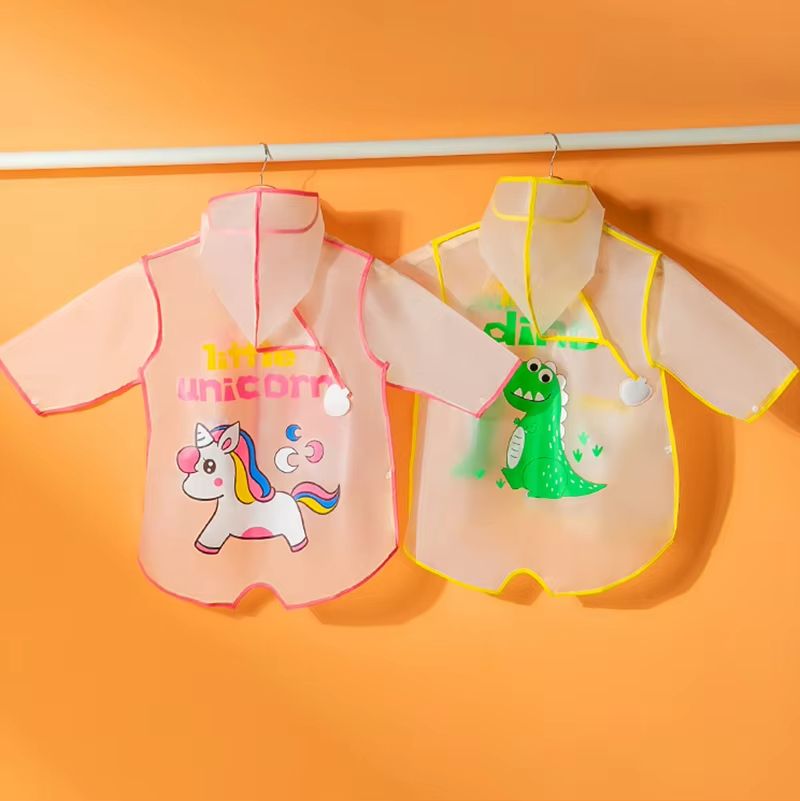 Children's Raincoat Boys And Girls Transparent Poncho Waterproof Kindergarten Rainwear Kids‘ EVA Raincoat With Storage Bag