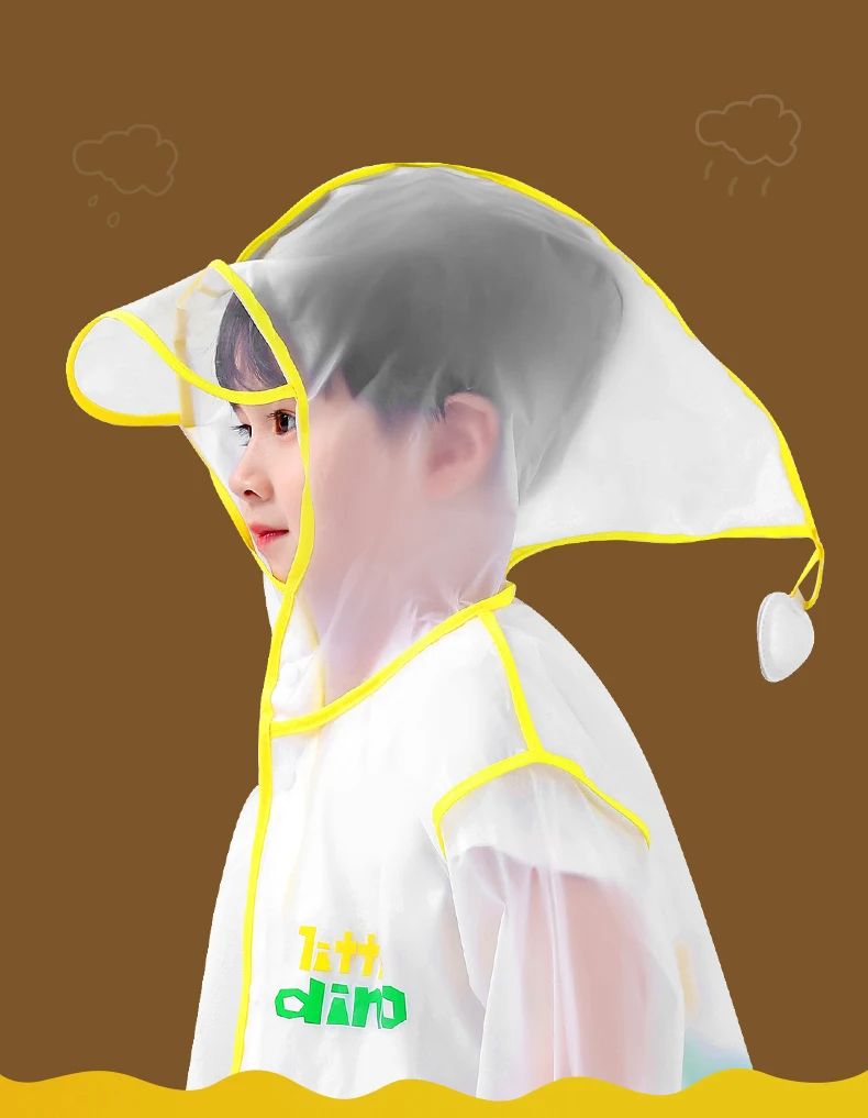 Children's Raincoat Boys And Girls Transparent Poncho Waterproof Kindergarten Rainwear Kids‘ EVA Raincoat With Storage Bag