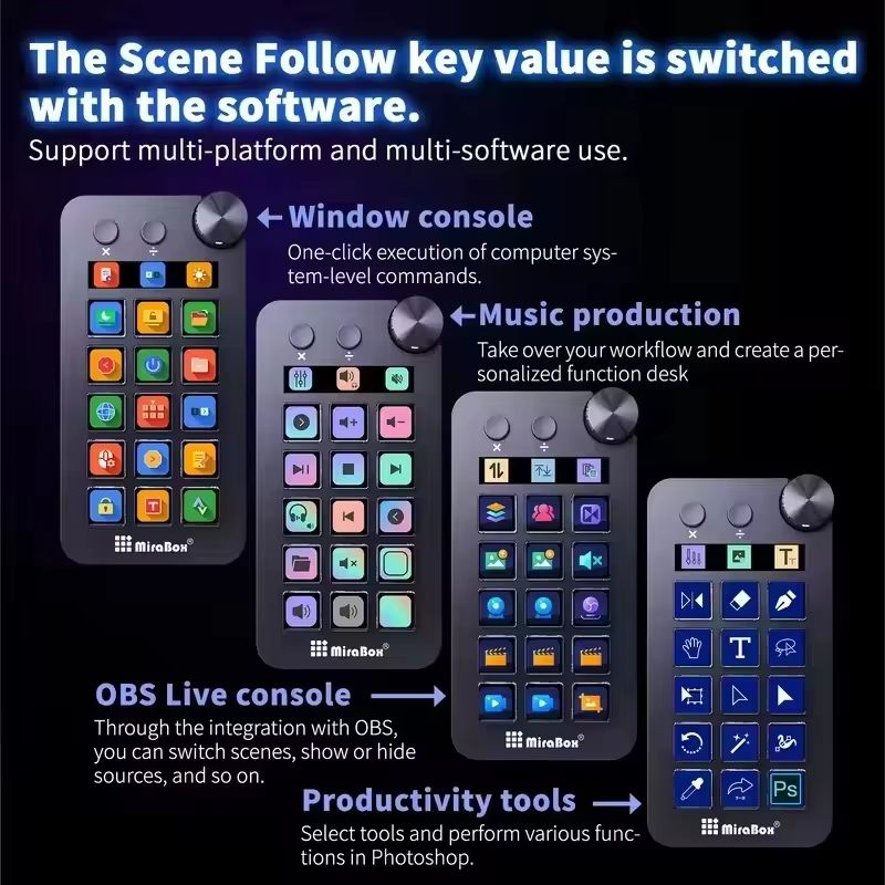 Streamdeck Mbox N1 Mini Visual Keyboard 15key Mirabox Stream Deck Lcd Button Live Content Creation Controller Custom Stream Dock