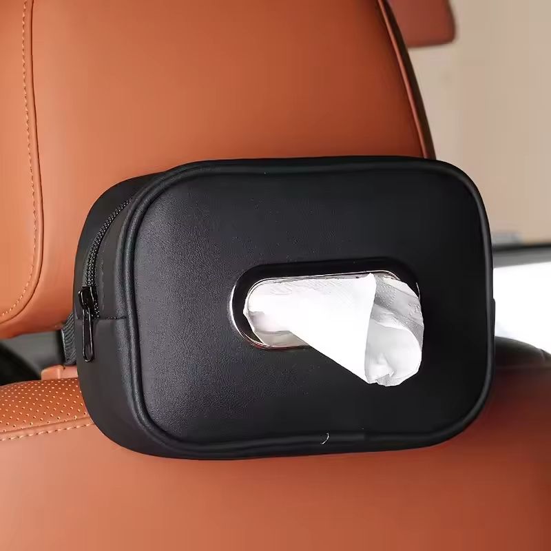 Car Tissue Box PU Leather Multi-Function tissue Storage Box for Sun Visor Seat Back Armrest Tissue Box Car interior accessories