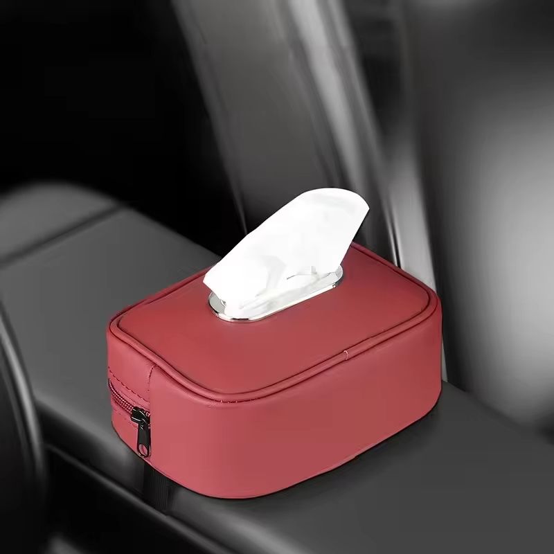Car Tissue Box PU Leather Multi-Function tissue Storage Box for Sun Visor Seat Back Armrest Tissue Box Car interior accessories