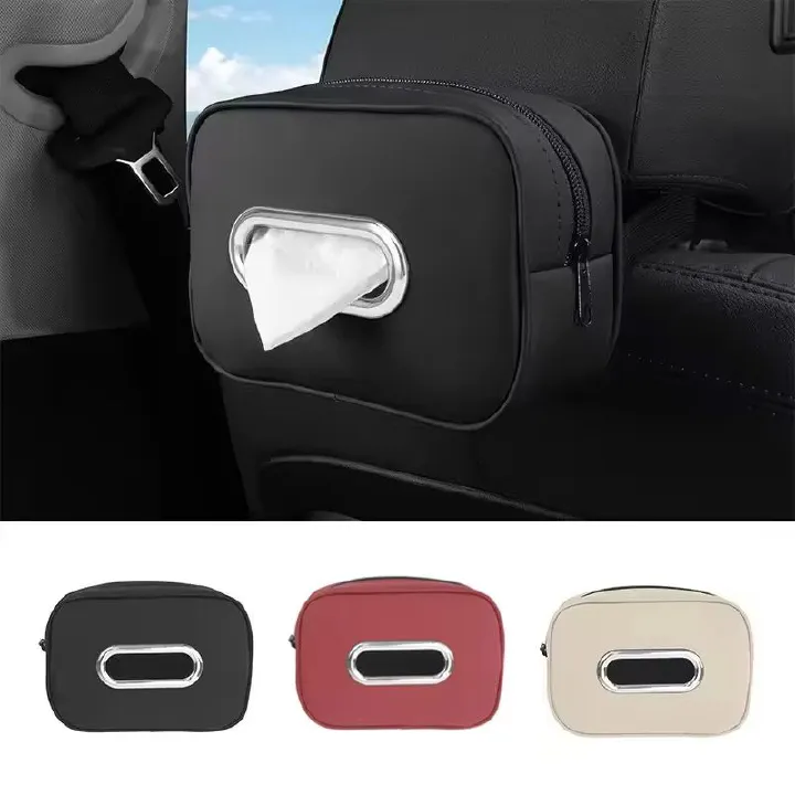 Car Tissue Box PU Leather Multi-Function tissue Storage Box for Sun Visor Seat Back Armrest Tissue Box Car interior accessories
