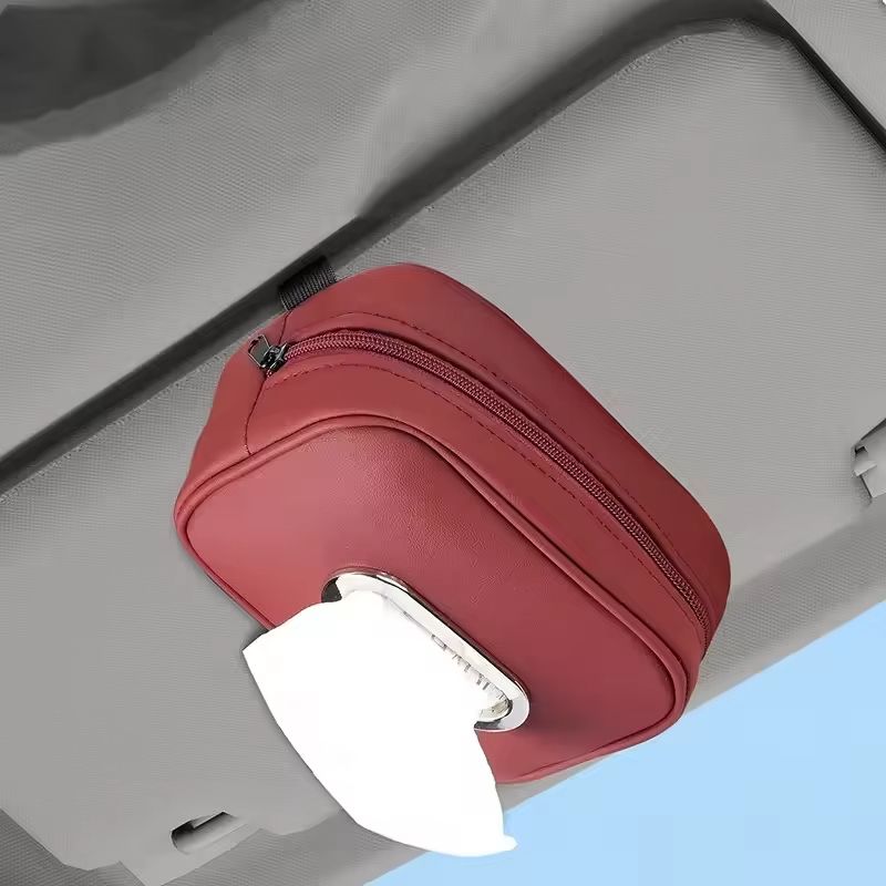 Car Tissue Box PU Leather Multi-Function tissue Storage Box for Sun Visor Seat Back Armrest Tissue Box Car interior accessories