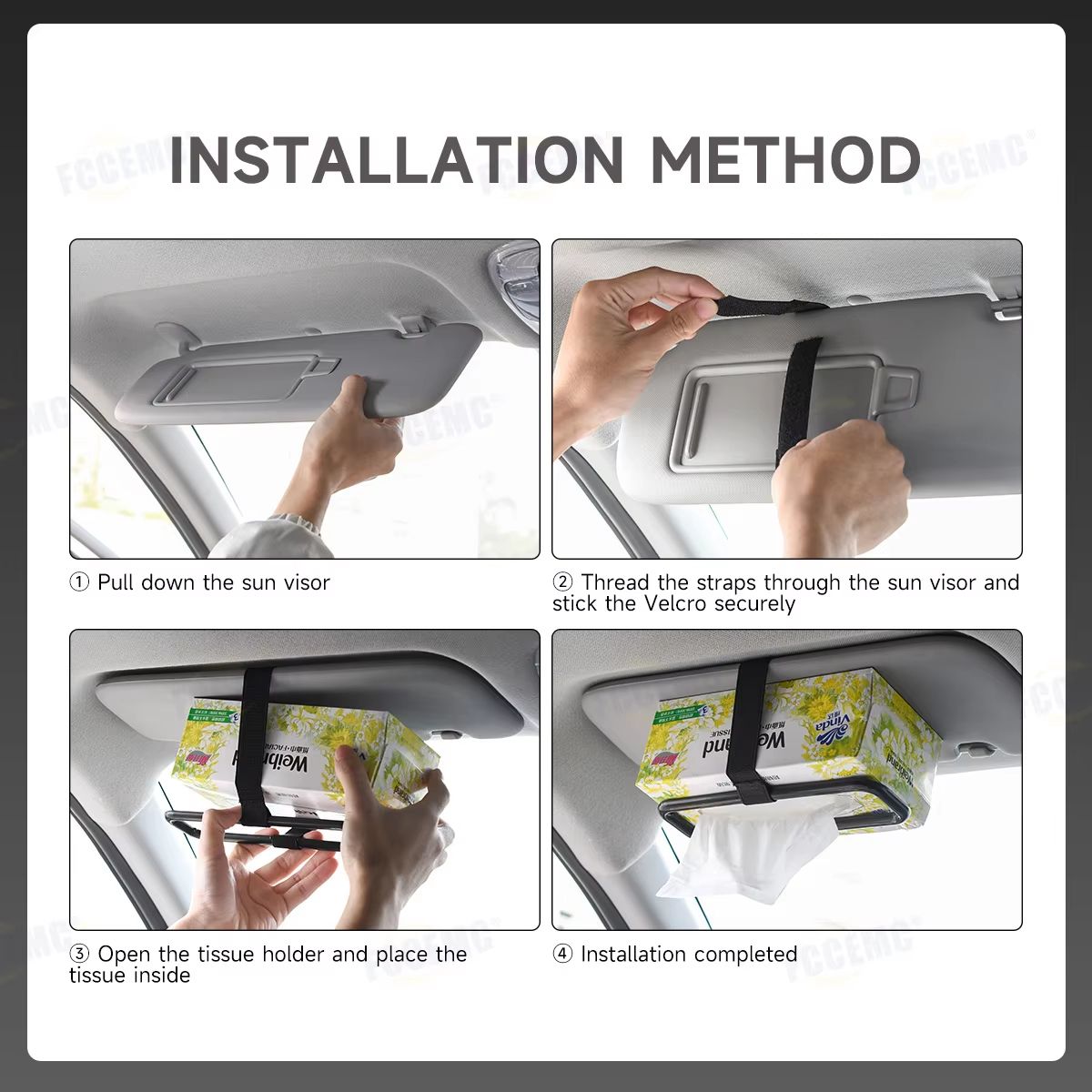 Car Tissue Rack Clip For Car Universal Sun Visor Napkin Box Seat Back Tissue Holder Auto Interior Elastic Hanging Paper Cover