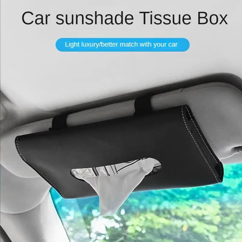 Car Tissue Box Hanging Sun Visor, Backrest Sunroof, Car Drawer Hanging Creative Leather Car Interior Supplies