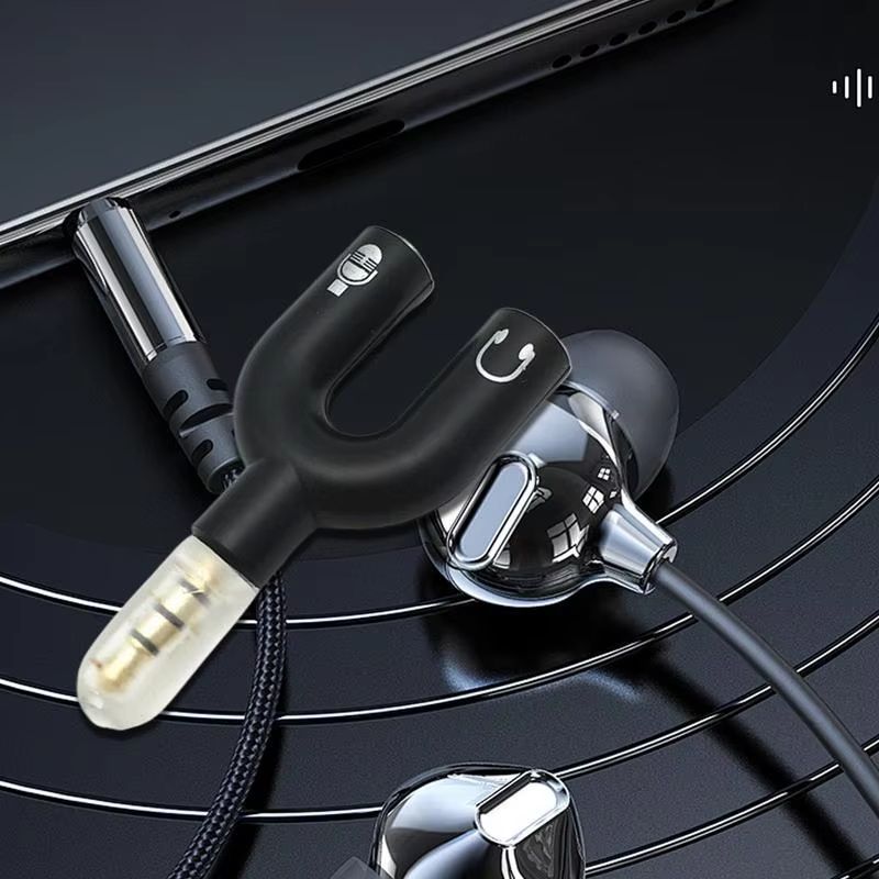 3.5mm Jack Audio Splitter Dual Headphone Microphone Y Separator Headphones Male To 2-Female Stereo U-Shaped Type Adapter AUX Cable Connector for PS4 PC Laptop Xbox Headset Earphone Mic