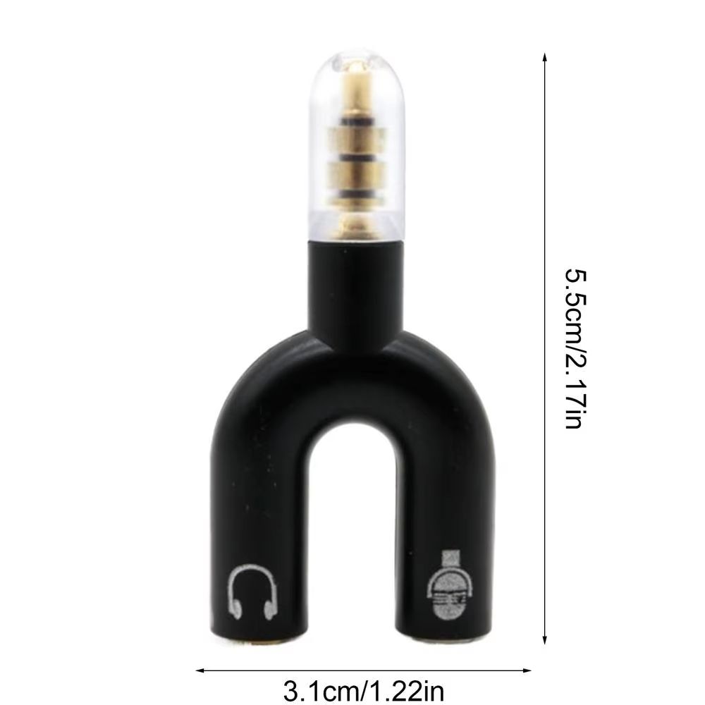 3.5mm Jack Audio Splitter Dual Headphone Microphone Y Separator Headphones Male To 2-Female Stereo U-Shaped Type Adapter AUX Cable Connector for PS4 PC Laptop Xbox Headset Earphone Mic