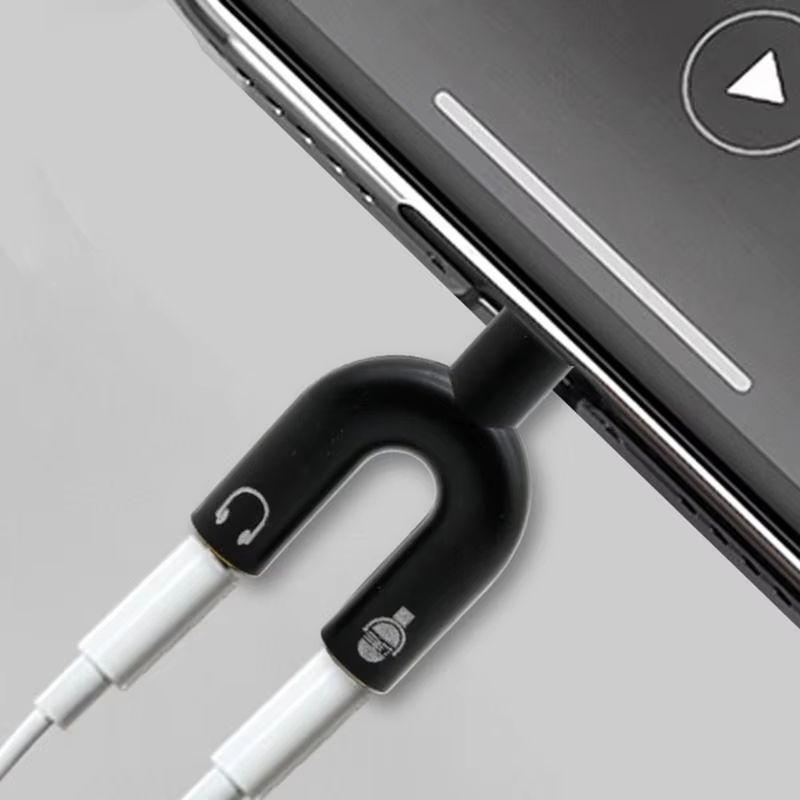 3.5mm Jack Audio Splitter Dual Headphone Microphone Y Separator Headphones Male To 2-Female Stereo U-Shaped Type Adapter AUX Cable Connector for PS4 PC Laptop Xbox Headset Earphone Mic