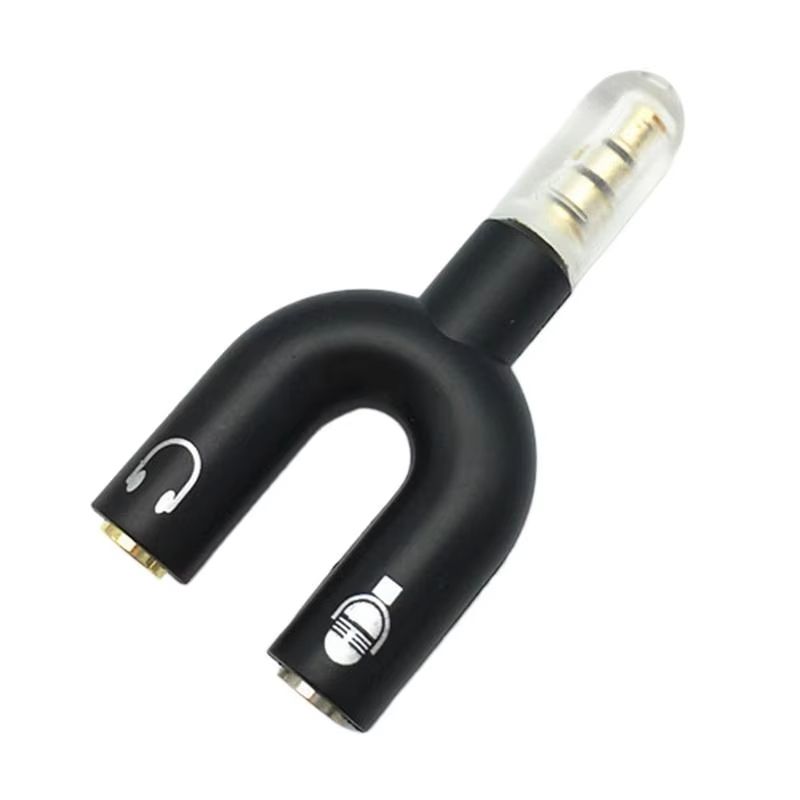 3.5mm Jack Audio Splitter Dual Headphone Microphone Y Separator Headphones Male To 2-Female Stereo U-Shaped Type Adapter AUX Cable Connector for PS4 PC Laptop Xbox Headset Earphone Mic