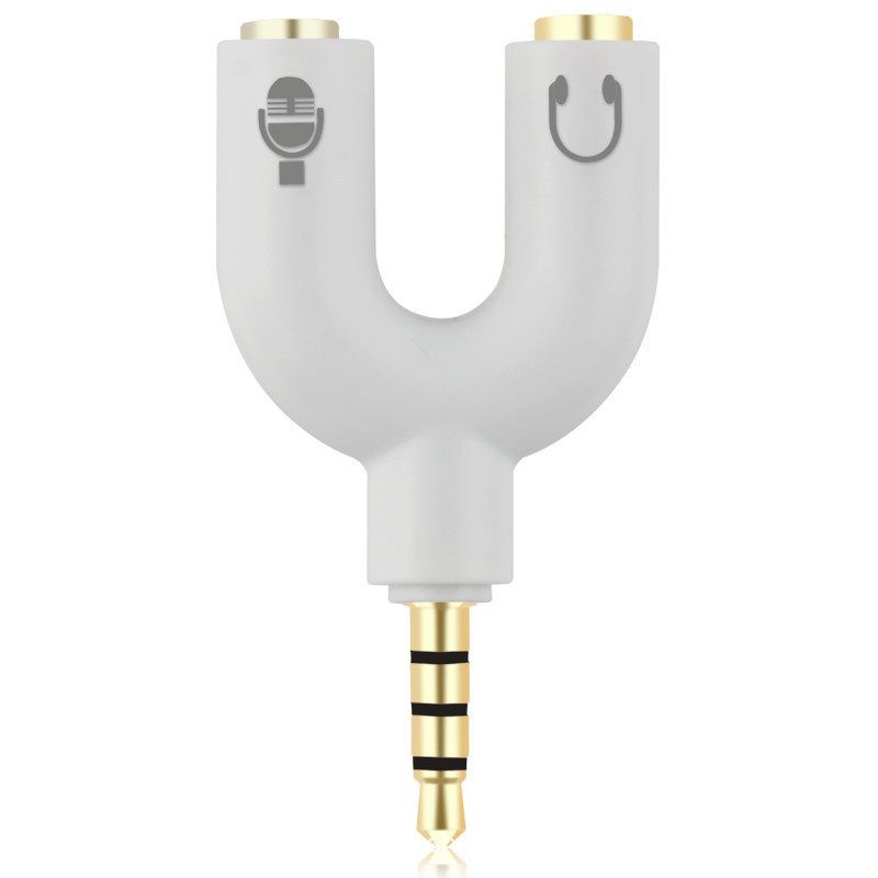 3.5mm Jack Audio Splitter Dual Headphone Microphone Y Separator Headphones Male To 2-Female Stereo U-Shaped Type Adapter AUX Cable Connector for PS4 PC Laptop Xbox Headset Earphone Mic