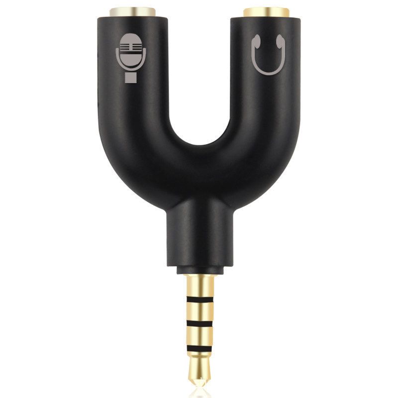 3.5mm Jack Audio Splitter Dual Headphone Microphone Y Separator Headphones Male To 2-Female Stereo U-Shaped Type Adapter AUX Cable Connector for PS4 PC Laptop Xbox Headset Earphone Mic