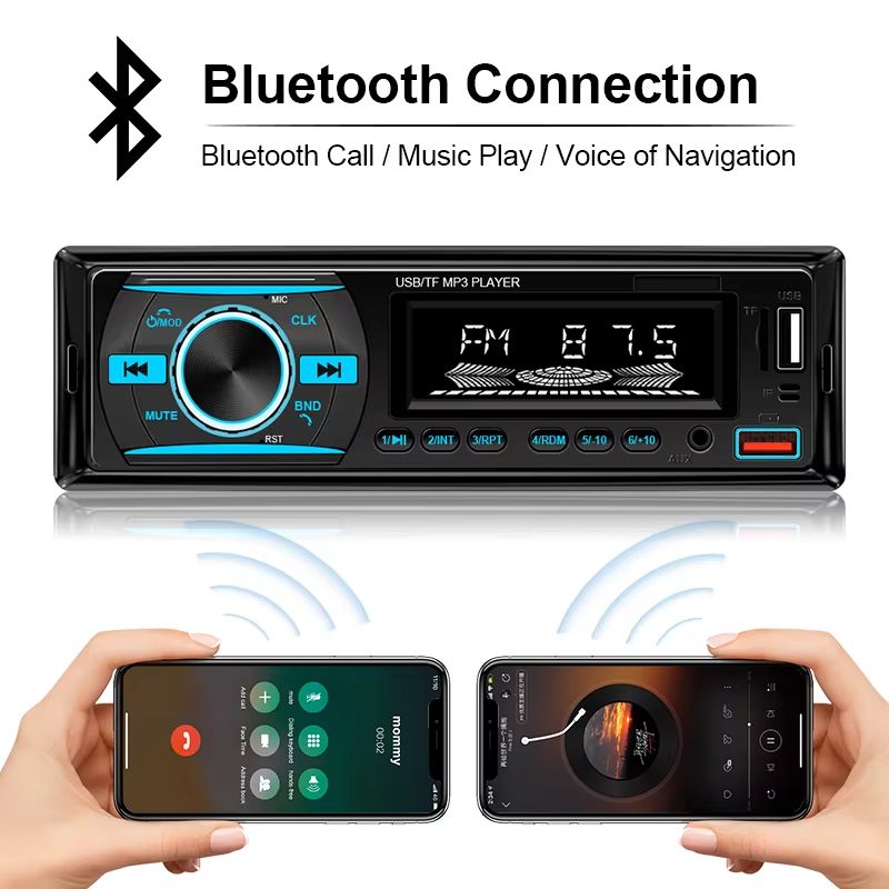 Hippcron 1din Car Radio Stereo Multimedia MP3 Player Stereos For Car Universal With Bluetooth FM 12V ISO Power Aux Input USB