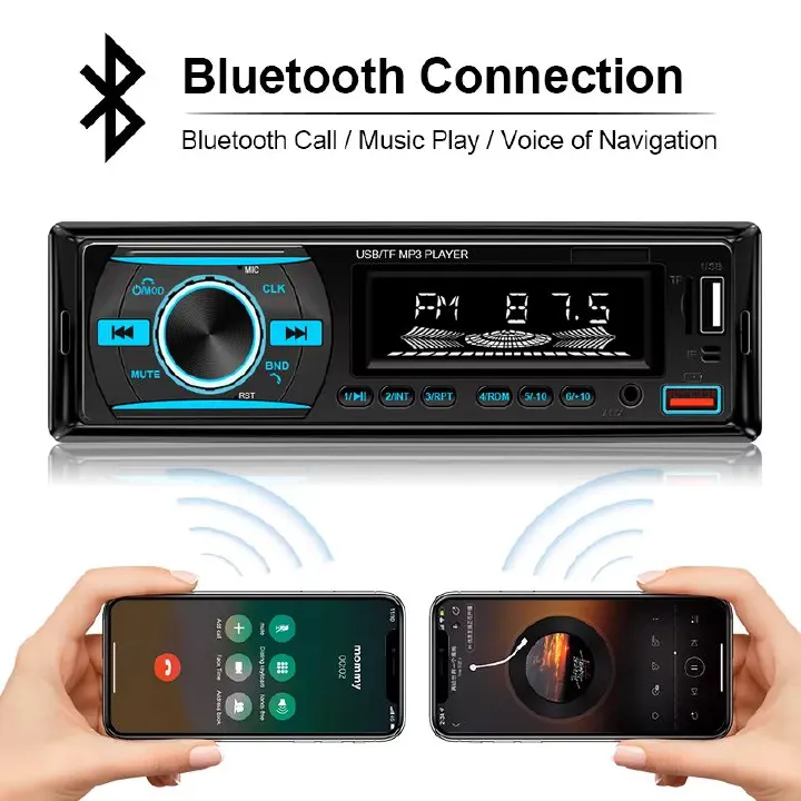 Hippcron 1din Car Radio Stereo Multimedia MP3 Player Stereos For Car Universal With Bluetooth FM 12V ISO Power Aux Input USB
