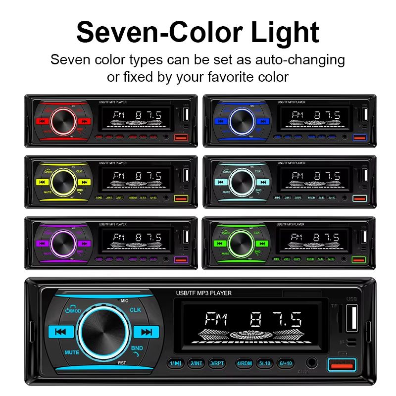 Hippcron 1din Car Radio Stereo Multimedia MP3 Player Stereos For Car Universal With Bluetooth FM 12V ISO Power Aux Input USB