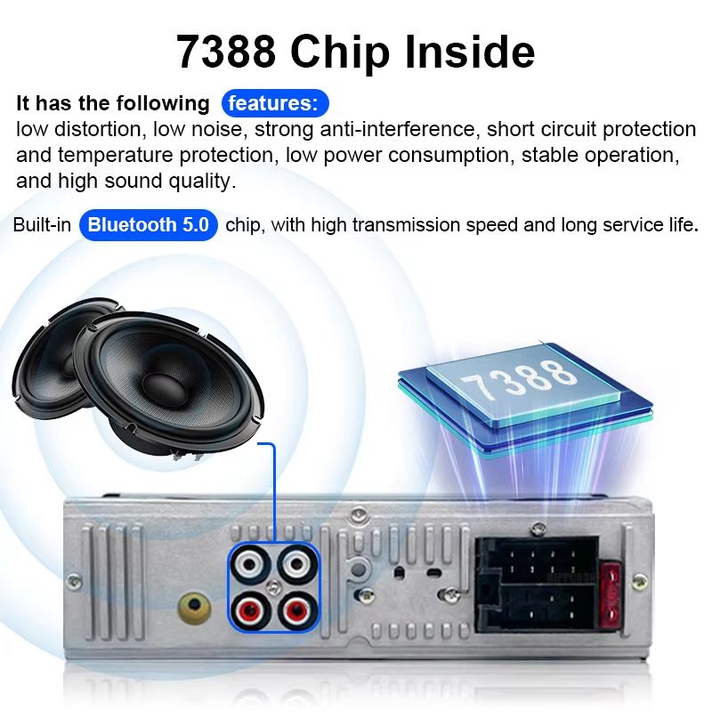 Hippcron 1din Car Radio Stereo Multimedia MP3 Player Stereos For Car Universal With Bluetooth FM 12V ISO Power Aux Input USB