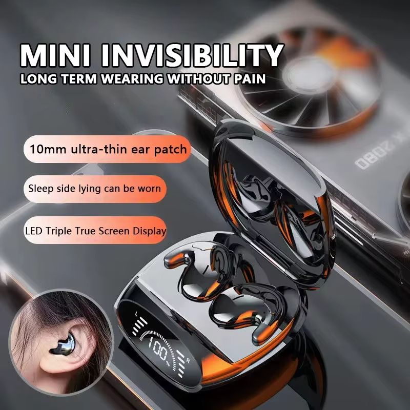 Sleep Invisible Earbuds Tiny Headphones Bluetooth 5.3 Noise Cancelling Wireless Sports Headsets Stereo Earphone With Mic