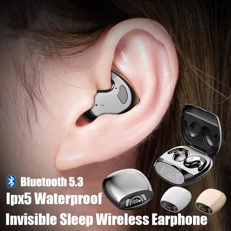 Sleep Invisible Earbuds Tiny Headphones Bluetooth 5.3 Noise Cancelling Wireless Sports Headsets Stereo Earphone With Mic