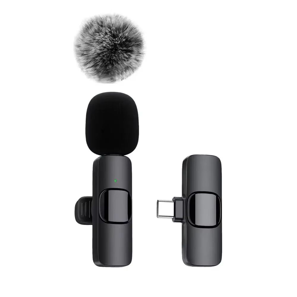 Wireless Lavalier Microphone Audio Video Recording Mini Mic For iPhone Android Laptop Live Gaming Mobile Phone Microphone