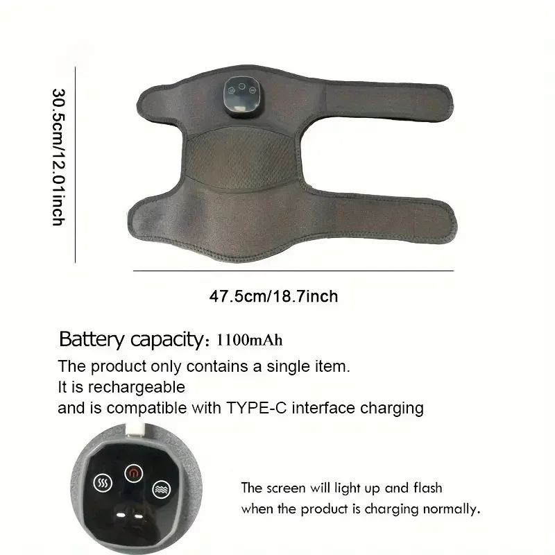 Adjustable Heat and Vibration Knee & Leg Massager - USB Rechargeable Ideal for Knees Shoulders Elbows - Versatile