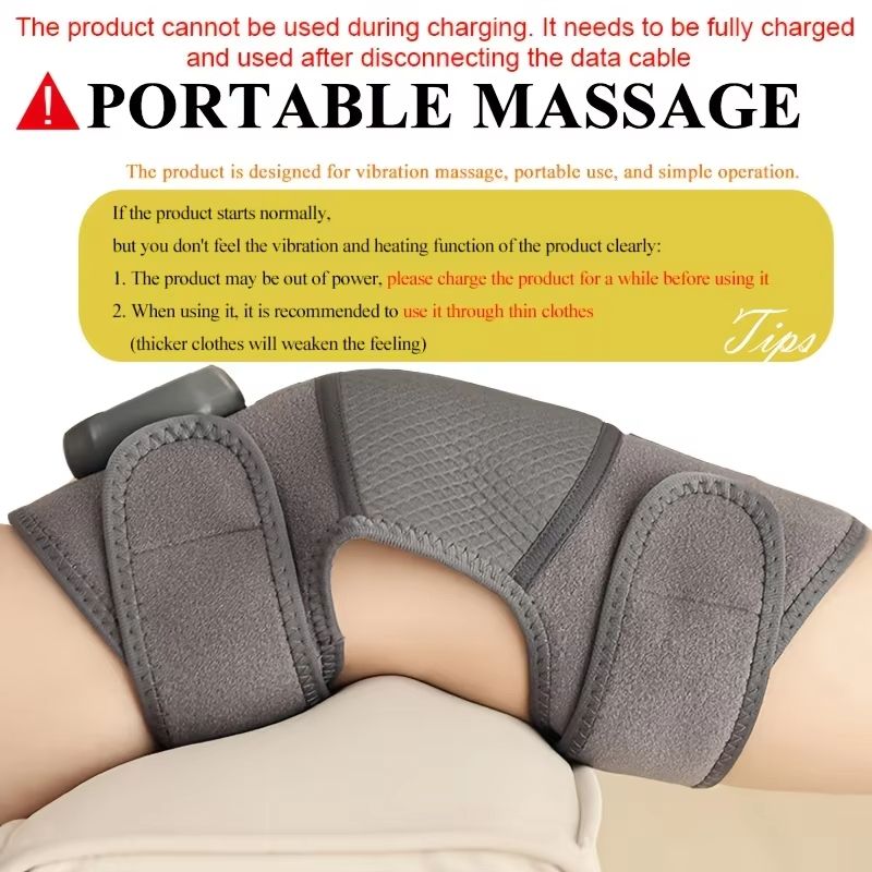 Adjustable Heat and Vibration Knee & Leg Massager - USB Rechargeable Ideal for Knees Shoulders Elbows - Versatile