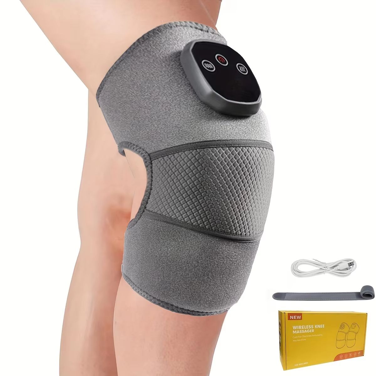 Adjustable Heat and Vibration Knee & Leg Massager - USB Rechargeable Ideal for Knees Shoulders Elbows - Versatile