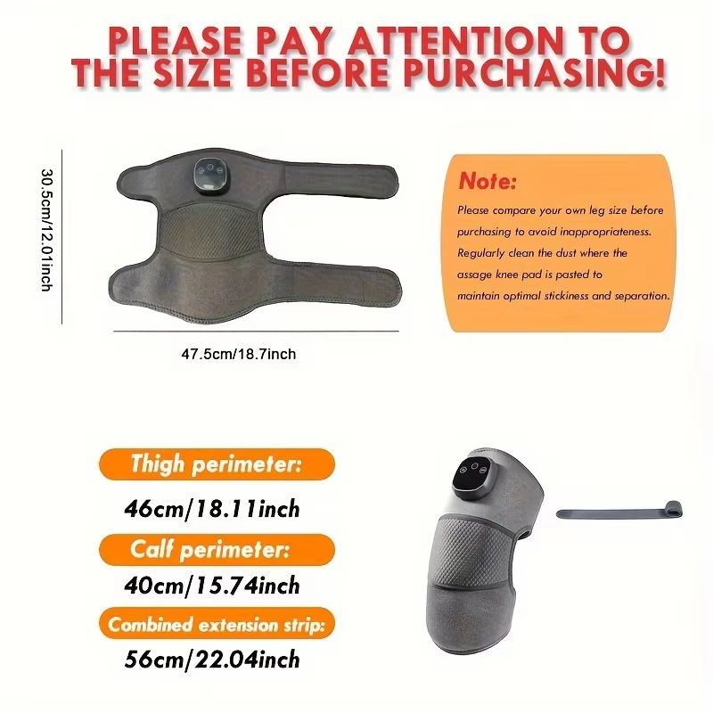 Adjustable Heat and Vibration Knee & Leg Massager - USB Rechargeable Ideal for Knees Shoulders Elbows - Versatile