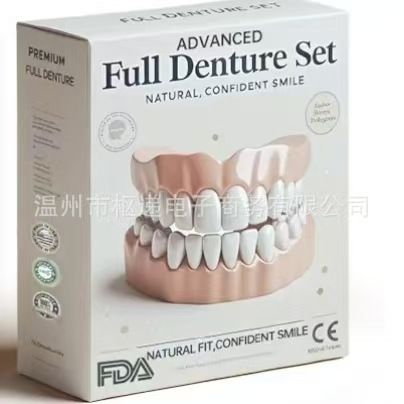Silicone Fake Teeth Veneers (Upper & Lower) - Comfortable, Perfect Laugh, No Denture Paste, Natural Orthodontic Cover