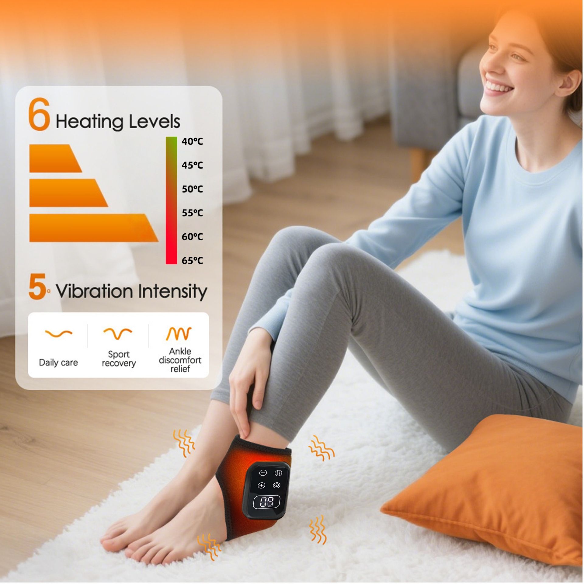 Electric Foot Heat Massager Hot Compress Vibration Ankle Massager Protector Heated Foot Wrap Support For Plantar Fasciitis